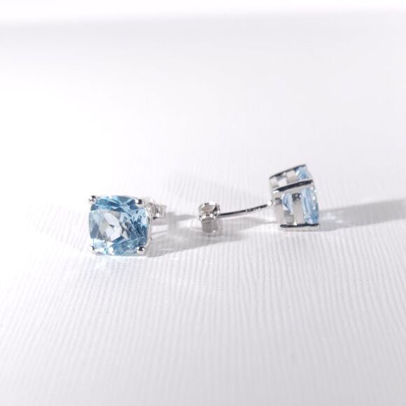 Sky Blue Topaz Post Earrings 7.5 cttw - Picture 4 of 7